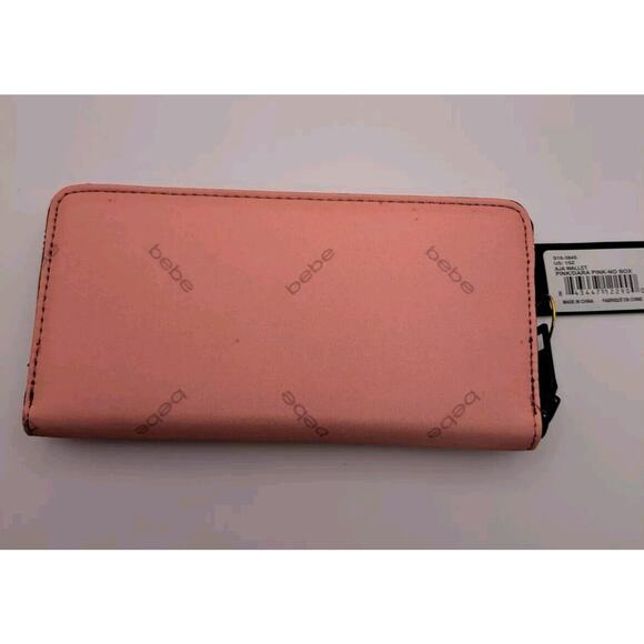Bebe  Aja Women's Wallet Clutch Zip around Pink Black/Dara with Defects - Picture 2 of 7